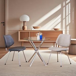 212 원형 강화유리 크롬스틱 742200 2인 식탁 테이블세트 800