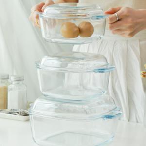내열유리 찜기 전자렌지용 전자레인지 계란찜 라면 사각 용기 3size