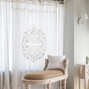 꼬끄시그루 린넨 자수커튼 파란돌 아이보리 1폭 130x270 거실 겸 침실 포인트커텐