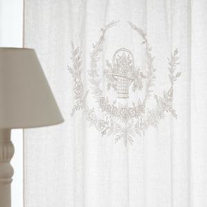 프렌치 꽃바구니 자수커튼 플라워바스켓 화이트 핑크 1폭 130x270 거실 침실 커텐