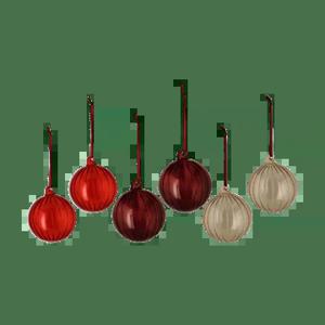 [해외] Clarity 크리스마스 바우블 8 cm 6개 세트 Red