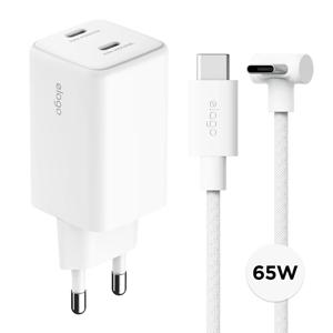 65W USB-C타입 고속 충전 듀얼 어댑터 + C to C 90도 고속 케이블 세트
