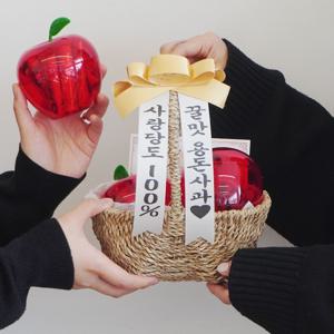 리본 화환 사과 돈 용돈 바구니 박스 이벤트 문구커스텀 어버이날 부모님 선물 칠순 (소형)