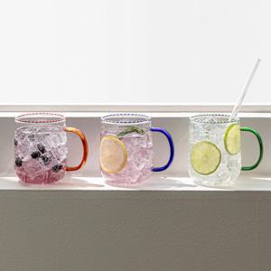 라운드 핸들 내열글라스 450ml (3color) 4P
