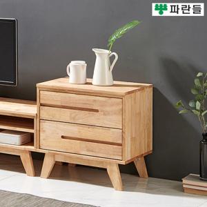 파란들가구 고무나무원목 600 2단서랍장 거실협탁 원목서랍장