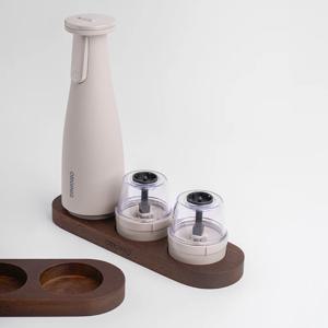 후추그라인더 깨갈이 전동 그라인더 풀세트 + 탄화티크 우드트레이