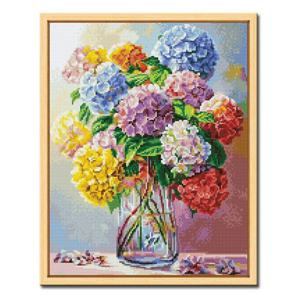 DIY 보석십자수 액자형 풍경 43x54cm D501_무지개 수국