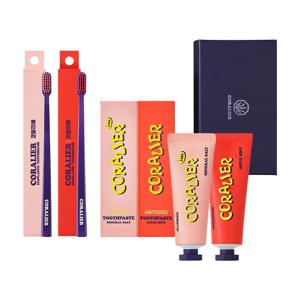 코랄리에 4종 불소+미백 충치 구취 화이트닝 치약 칫솔 세트(미네랄솔트+애플민트)