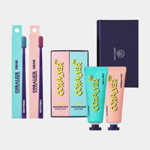 코랄리에 4종 불소 구취 충치 입냄새제거 좋은 치약 칫솔 세트(미네랄솔트+아쿠아민트)