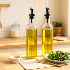 그레이눈금오일병 500ml 2P세트_블랙 시럽 소스병 카페