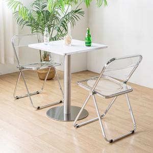 카이 원반 플리아 세트 실버 엣지 사각 식탁 투명 접이식 폴딩 의자 카페 인테리어 2/4인