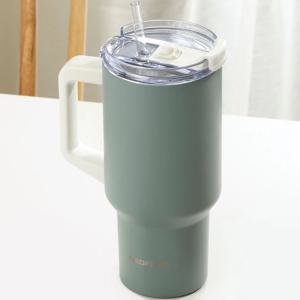 대용량 스텐 텀블러 900ml 보온보냉 이중진공 손잡이 빨대 차량용