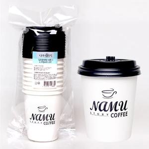 일회용 테이크아웃 커피컵 뚜껑 세트 20p 10온스 종이컵