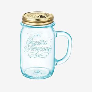 손잡이 유리컵 드링크자 카페 머그컵 (블루) 415ml