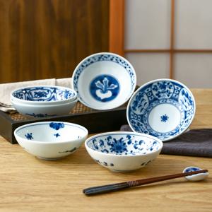 일본 식기 청화백자 도자기 그릇 원형찬기 쿠프접시 (2 size)