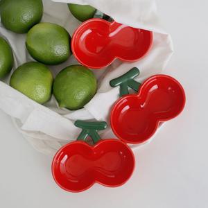 모닝 플레이트 체리 과일 모양접시 종지 앞접시