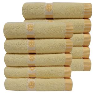 디자인수건 10장 옐로우 150g 중간두께 표준사이즈 국산 고급 세면 수건 타올