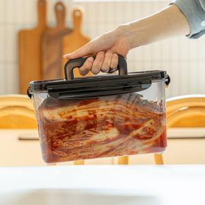 더 단단한 핸디형 손잡이 블랙 김치통 밀폐용기 2L 2개