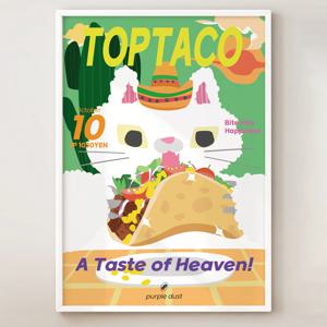 타코 그림 멕시코 음식 고양이 포스터 인테리어 액자