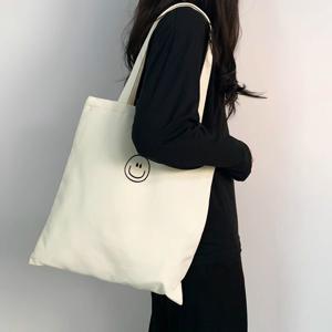 스마일 에코백 심플 토트백 장바구니 캔버스