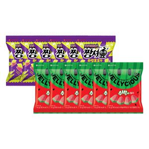 젤리셔스 짱셔요 라임포도맛 48g x6개 + 수박바 젤리 56g x6개