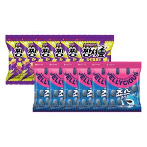 젤리셔스 짱셔요 라임포도맛 48g x6개 + 죠스바 젤리 70g x6개