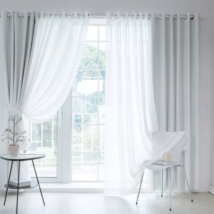 더다크 100% 빛차단 암막+심플 쉬폰 창문 긴창 거실 특대형커튼 4장 2color