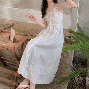 롱원피스 여성 여름 면 레이스 나시 민소매 원피스