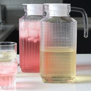 투명한 냉장고 유리 저그 물병 손잡이 물통 1.6L