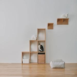[해외] 원목 캣타워 오픈 책장 거실장