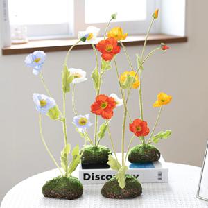 양귀비 이끼볼 조화 14x43cm 4colors 인테리어 테이블 소품 센터피스