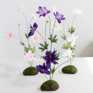 클레마티스 이끼볼 조화 21x47cm 3colors 테이블 소품 센터피스 화분
