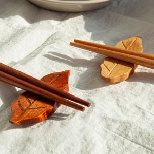 나뭇잎 원목 젓가락 받침대 나무 앤틱 우드 2color