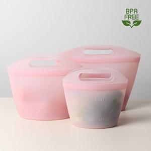 스탠딩 핸들형 실리콘 지퍼백 4color 3p세트