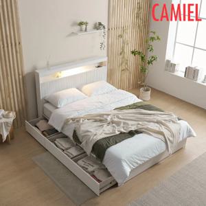 화이트 템바보드 LED 수납식 서랍형 300mm 퀸 침대(UJ_AQ0124)