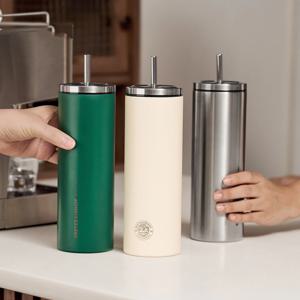 루헨 슬릭 텀블러 600ml 2color 아이스컵 리드뚜껑 빨대 포함