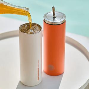 탠저린 슬릭 텀블러 600ml 2color 아이스컵 리드뚜껑 빨대 포함