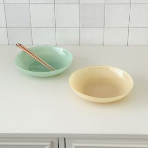 스프링 틴트 볼 2color 유리 플레이팅 접시 그릇 파스타볼 샐러드볼