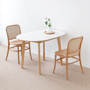 RAMIRA 테이블 12080 HPL 라운드형 + CESBON 원목의자 라탄 C형 2인세트