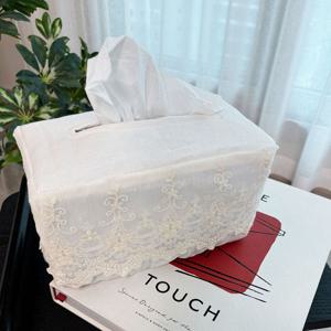 린넨 플라워 레이스 티슈커버