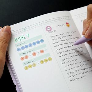 날짜형 6개월 이야기 하반기 다이어리 그란데 스티커, 펜 세트 반년
