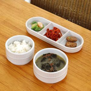 주름 1인 혼밥 식기세트 3P (공기+대접+찬기)