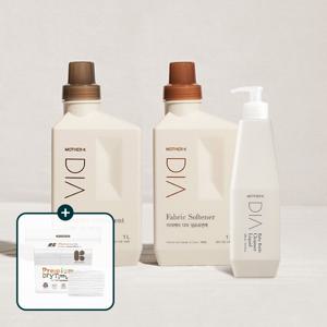 디아 아기세제 3종세트(세탁세제1L+섬유유연제1L+젖병 세정제500ml)/건티슈160매증정