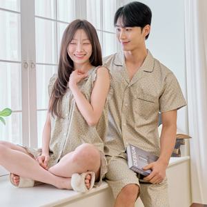 여름홈웨어 추천 국내생산 커플잠옷 남성 여성 반팔 파자마 상하세트
