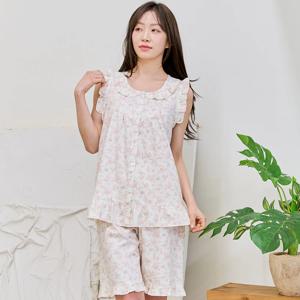 여자잠옷 상하세트 플라워 어린이집선생님선물 면100 반팔 여성홈웨어