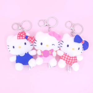 산리오 헬로키티 인형 키링 백꾸 굿즈 팝업 선물 알사탕 빅리본 블루 체크 가방고리 8cm