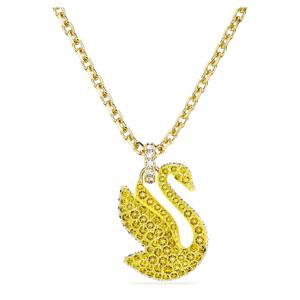 Swan 펜던트, 스완, 미디엄, 옐로우, 골드 톤 플래팅