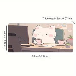 TEMU 카툰 오피스 고양이 마우스 패드 게임 대형 마우스 패드 컴퓨터 키보드 데스크 매트 미끄럼 방지 고무 밑창 봉제 가장자리 사무실, 학교, 십대 , 남자친구 선물, 직장, 게임, 가족용