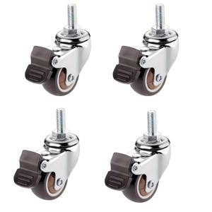 TEMU 4-팩 미니 M6 스위블 캐스터, 1인치 나사봉, 및 나사봉 M6x15mm, 볼 베어링, 무소음 TPE 고무 얇은 바퀴, 가구, 트롤리, 소형 쇼핑 카트, 금속 재질