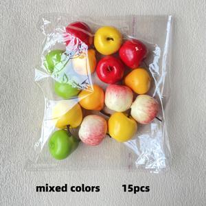 TEMU 15pcs 혼합 색상 인공 과일 미니 소형 귀여운 사과 배 시뮬레이션 녹색 사과 가정 장식 사진 속도 장면 디스플레이 휴일 파티 장식
